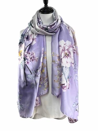 Xyueanlo Scarfs for Women Lightweight Scarves Fashion Print Floral Pattern Head Scarf Wraps Shawls - color: Purple