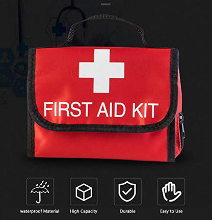 Nylon First Aid Empty Kit,Compact and Lightweight First Aid Bag for Emergency at Home, Office, Car, Outdoors, Boat, Camping, Hiking(Bag Only) (2 Pack Red Foldable) - size: 9.7*8.1 Inch