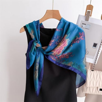 XL 43 Inch Extra Large Square Scarf Fashion Scarves Silk Feeling Hair Scarf Wrapping Scarfs Night Sleeping Headscarf - color: Ba1016
