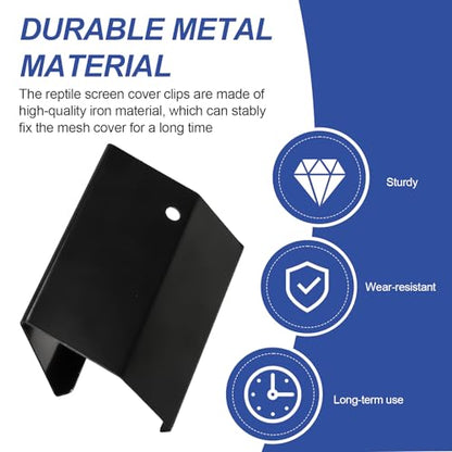 Large Reptile Tank Clips, Terrarium Covers Heavy Duty Screen Clips for 30G | Reptile Aquarium Lid Clip for 30Gallons or Larger, Screen Tank Metal Clip Escape for an Array of Reptiles from Terrarium