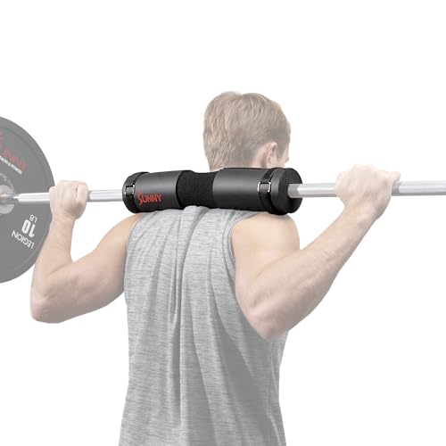 Sunny Health & Fitness 60-Inch Chrome Barbell Bar or High-Density Foam Barbell Pad – Strength Training Gear for Squats, Deadlifts, Hip Thrusts, Bench Press, Lunges & Full-Body Home Gym Workouts - style: Barbell Pad