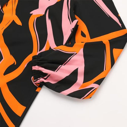 IDOPIP Abaya Dress for Women Muslim Set Long Sleeve Ramadan Islamic Dress Shirt with Pants 2PCS Dubai Prayer Casual Clothes - color: Black - Print, size: Large