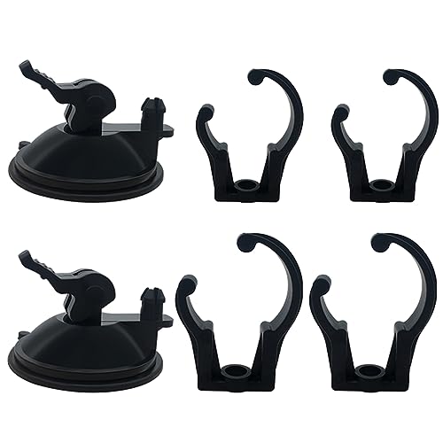 1 Set Aquarium Fish Tank Heater Suction Cups with 0.95 Inch Clips Black Heating Rod Holders Clamps for 1" Standard Aquarium Heater, Tubing Hose, Plant Fish Tank, Accessories