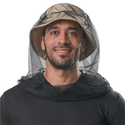 Practical Head Covers with Fine Density Mesh Antibug Head Net for Women Men Unisex Hiking Camping Fishing Accessories Gnat - color: Beige Empty Top