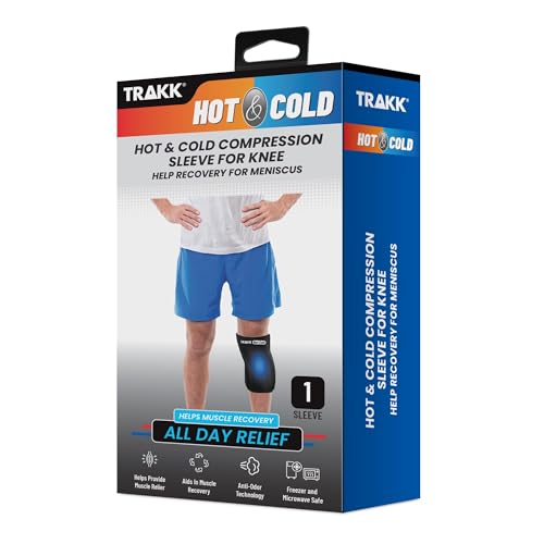 TRAKK Hot & Cold Compression Knee Sleeve - Reusable Knee Ice Pack Wrap for Pain Relief, Swelling, Arthritis, Sports Injuries & Muscle Recovery – Freezer & Microwave Safe