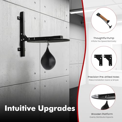 Speed Bag Platform Kit for Indoor Boxing, Heavy Duty Speed Bag for Boxing Training Equipment with Punching Ball, Adjustable Height Wall Mounted Speedbag Platform for Home Gym