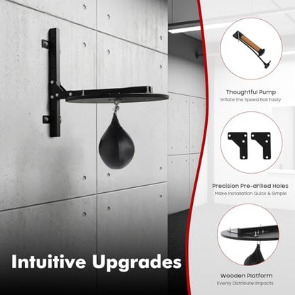 Speed Bag Platform Kit for Indoor Boxing, Heavy Duty Speed Bag for Boxing Training Equipment with Punching Ball, Adjustable Height Wall Mounted Speedbag Platform for Home Gym