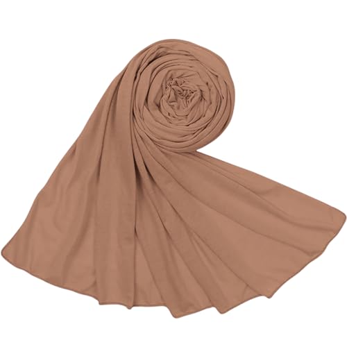 Hijab Scarf for Women Soft Cotton Muslim Jersey Hijab Head Wrap Scarves Fashion Long Scarf Shawls - color: Khaki