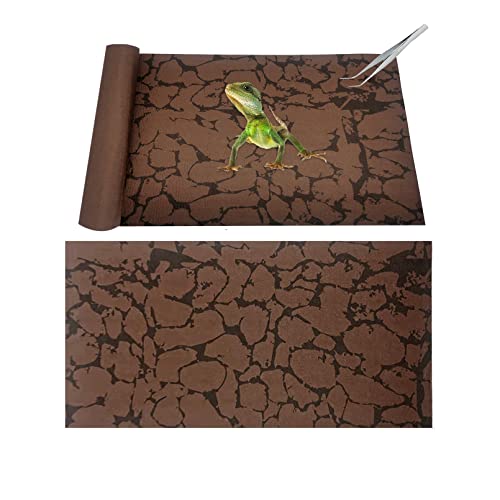 Tfwadmx Reptile Carpet Sand Mat for Bearded Dragon Terrarium Substrate Liner Brown Reversible Lizard Bedding Mats for Cage Leopard Gecko Tortoise Turtle Snake Chameleon with Tweezer 20"x 39"(2 Pcs) - size: L:19.7"x39.3"(2Pcs)