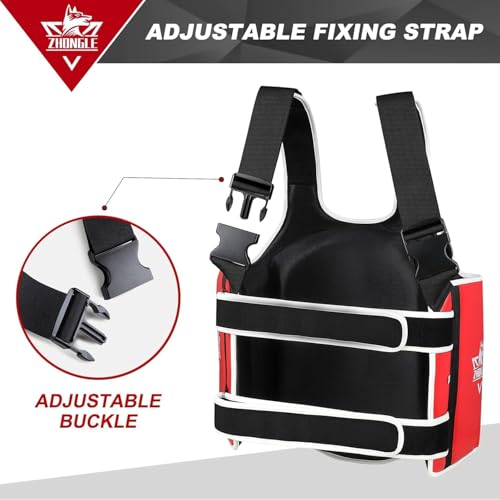 Boxing Chest Protector Adjustable MMA Taekwondo Muay Thai Chest Protector, Boxing Training Heavy fist, Adjustable Shield, Martial Arts Upper Abdomen Protective pad, Taekwondo