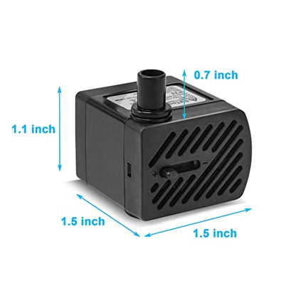 DaToo 50GPH 3W Small Submersible Water Pump Mini Fountain Pump Ultra Quiet For Aquarium Fish Tank Pond Statuary Hydroponics - size: 3W 50GPH (With 3.3ft Free Tubing)