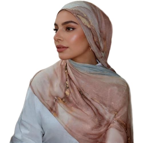 Hijab Scarf for Women Fashion Printed Modal Hijab Head Wrap Scarves Lightweight Long Scarf Shawls - color: Watercolor Pink