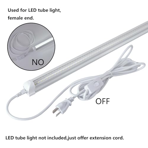 5 Pack 10FT Extension Power Cord for T5 T8 Tube Ceiling Lights | On/Off Switch, 3 Prong US Plug Hardwired Female End, Linkable Connecting Wire for Garage Warehouse Shop Lighting