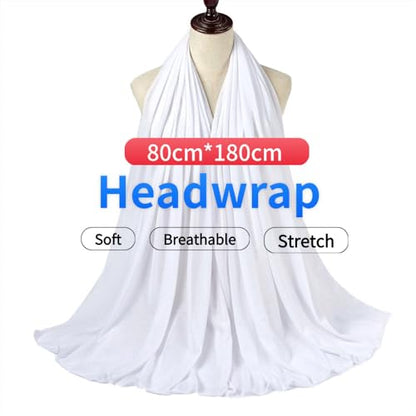 Harewom Head Wraps for Black Women Stretch Head Scarf Long African Hair Wraps Turban Headwraps Jersey Headbands - color: 1pcs -White