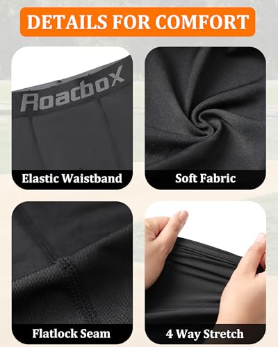 Roadbox Youth Boys Compression Shorts, Kids Baseball Cup Underwear Football Boxer Briefs with Soft Protective Athletic Cup - color: 2 Pack: Black+black(1 Cup), size: Medium