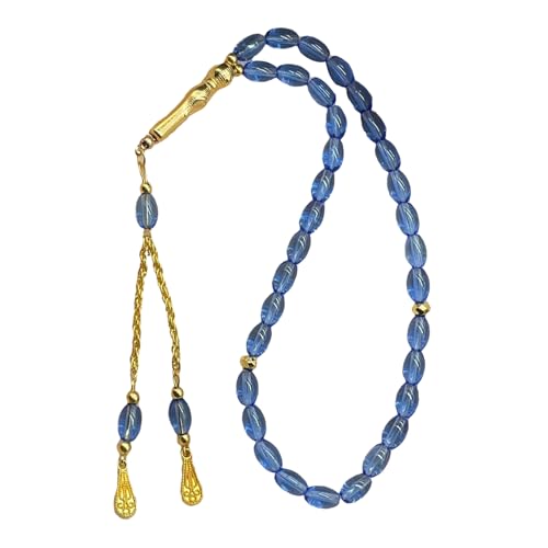 Oval Beads Glass Islamics Prayer Beads Tasbih With Gold Tassels For Daily Devotion And Cultural Event - color: Transparent