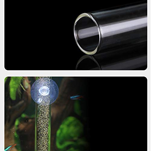 Ailindany 300mm Fish Feeder Tube Aquarium Clear Glass Feeder Tube for Fish Tank Shrimp Feeding with 2pcs Suction Cups