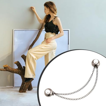 Magnets for Clothing,Magnetic Retaining Buckle | Multifunctional Magnetic Clothing Clips, Powerful Hijab Magnets with Chain - color: Black