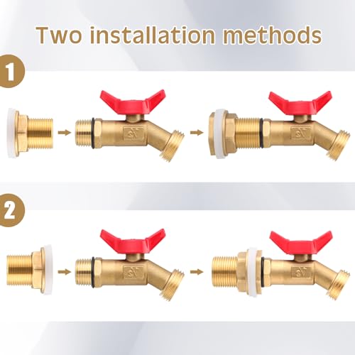 JaGely 3 Sets Brass Rain Barrel Spigot Kit with Heavy Duty Bulkhead Fitting Quarter Turn Ball Valve Rain Barrel Faucet for Aquariums, Water Tanks, Tubs, Pools(Red) - color: Red