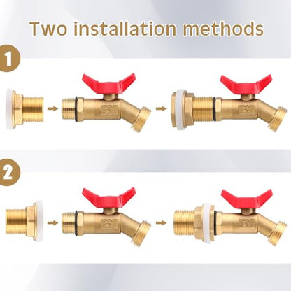 JaGely 3 Sets Brass Rain Barrel Spigot Kit with Heavy Duty Bulkhead Fitting Quarter Turn Ball Valve Rain Barrel Faucet for Aquariums, Water Tanks, Tubs, Pools(Red) - color: Red