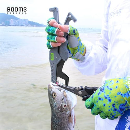 Booms Fishing G05 Lip Gripper Saltwater, 9.4" Plastic Catfish Grippers Pliers, Grabber Tool With Lanyard, Grips for Kayak Fishing Accessories, Great Holder for Caught Fish - color: Gray