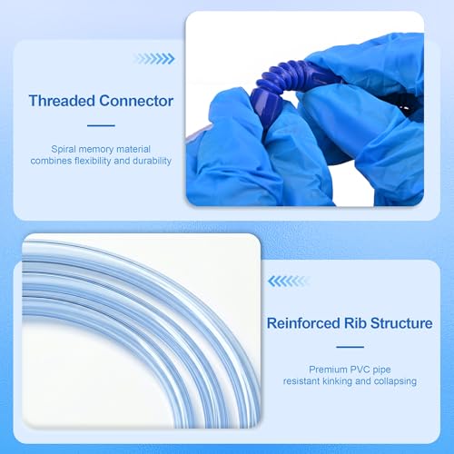 Extended Suction Connection Tube, 6.5 Feet Hose Tubing, 2 Pcs | Replacement, Flexible & Durable, Compatible with 9mm Standard Connector Devices