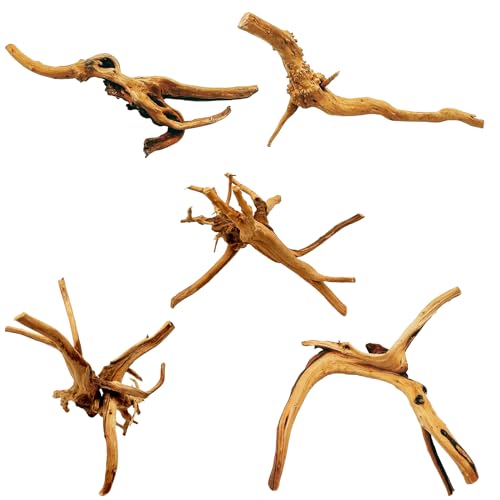 Hamiledyi 5PCS Driftwood for Aquarium 7-9in Natural Reptile Spider Wood Assorted Branches Aquarium Decoration Fish Tank Ornament Decor - size: M:Spiderwood 7-9in 5PCS