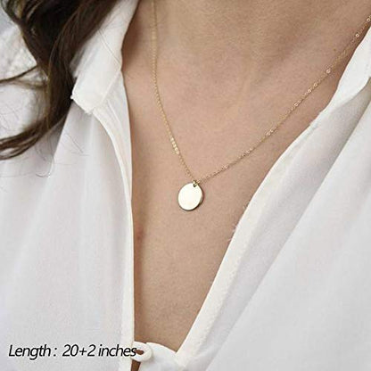 Turandoss Dainty Layered Choker Necklace, Handmade Y Pendant Necklace Multilayer Bar Disc Necklace Adjustable Layering Choker Necklaces for Women - style: 2PCS - Small Disc&Disc