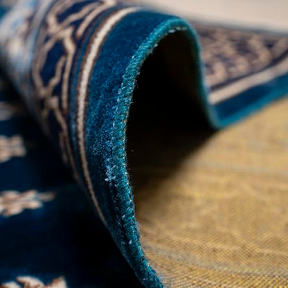 Modefa Turkish Islamic Prayer Rug - Multi Person Janamaz Sajada for Family - Large Gathering & Group Praying Carpet - Wide Velvet Praying Mat (5 Person Blue) - color: Blue
