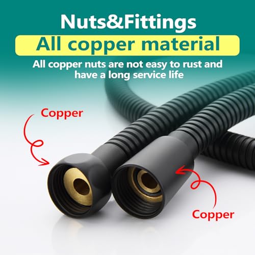 TRIPHIL Kink-free Shower Hoses, Shower Hose Extension 59 Inches for Handheld Shower Head, Hand Held Showerhead Hose Replacement, Brass Swivel Anti-twist Ultra-flexible Stainless Steel Matte Black 59" - color: Matte Black, size: 59 Inches