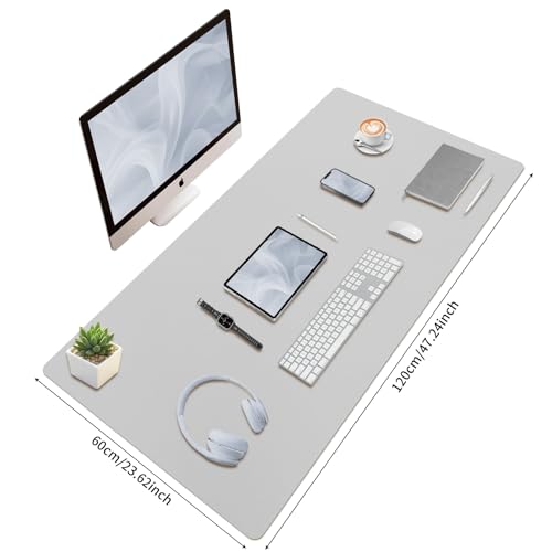 Bloss Large Desk Pad, 47.2" x 24" Desk Mat, Desk Pads on Top of Desks, Computer Mat Non-Slip, Desk Blotter Waterproof, Easy to Clean - Light Grey - color: Light Grey, size: 47.2" x 24"