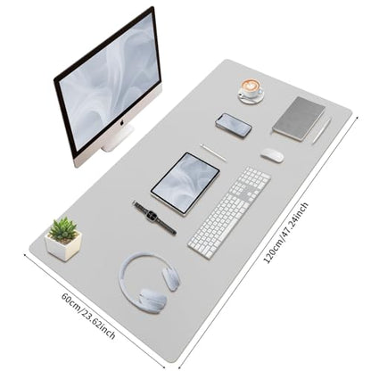 Bloss Large Desk Pad, 47.2" x 24" Desk Mat, Desk Pads on Top of Desks, Computer Mat Non-Slip, Desk Blotter Waterproof, Easy to Clean - Light Grey - color: Light Grey, size: 47.2" x 24"