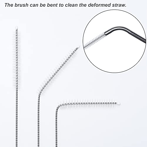 Straw Cleaner Brush, Extra Long Nylon Bristles Brush, 10" X 2/5" Set of 10 | Stainless Steel Handle Cleaning Brushes for Washing Glass Silicone Metal Straws Tea Pot Spout Bottle - color: 10inch X 2/5inch, Set of 10