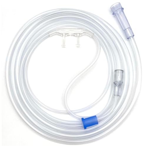 ResOne 14Ft Soft Adult Oxygen Nasal Cannula 5-Pack - Curved Prongs, Crush-Resistant Tubing - Nasal Tubes, Oxygen Concentrator Supplies - Soft Curved Nose Piece, Standard Size, Standard Flow 6 LPM - color: Clear, size: 14Ft_5Pk