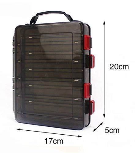 Double-Sided Fishing Lure Hook Tackle Box Visible Hard Plastic Clear Fishing Lure Bait Squid Jig Minnows Hooks Accessory Storage Case Container (Brown-10 Slots) - color: Brown-10 Slots