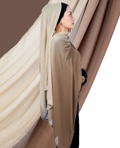 Special Ombre Modal Cotton Hijab Scarf for Women, Graceful Gradient Muslim Head Scarfs - color: Ombre Brown