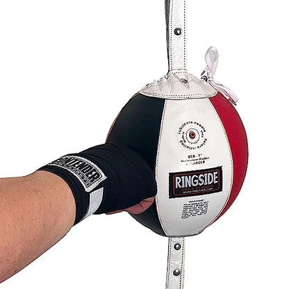 Ringside Leather Boxing Double End Bag - Speed & Reflex Punching Target with Bungee Cables for MMA, Muay Thai, and Striking Accuracy - size: 9"