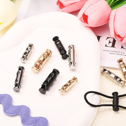 uxcell 10Pcs Double Hole Cord Locks, 6mm Metal Spring Toggle Stopper Clip for Shoelaces Drawstrings Paracord, Dim Gray, 10mm Dia