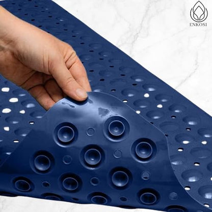 ENKOSI Bath Mat - Large Non Slip Bathtub & Shower Mat - Extra Long 40 x 16 Inch Bathroom Mats for Tub Nonslip Anti Slip Bathmats (40x16 Navy 1-Pack) | Navy Blue color; Durable PVC; 40x16 in, Navy Blue - color: Navy Blue