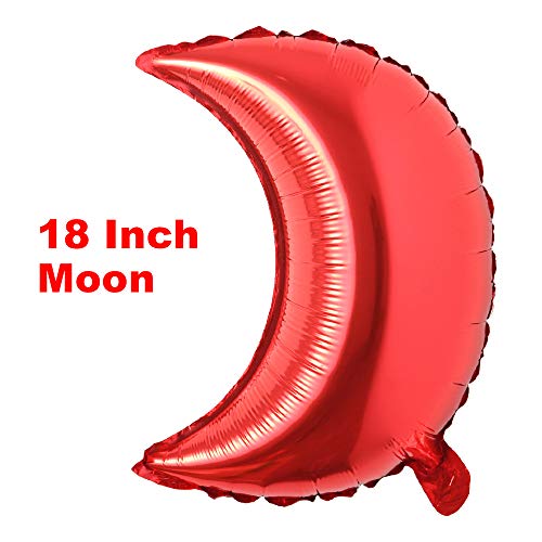 18 inch moon Eid Al-Fitr holiday aluminum foil helium balloons birthday holiday party supplies wedding layout decoration (18 inch Moon Red) - color: 18 Inch Moon Red