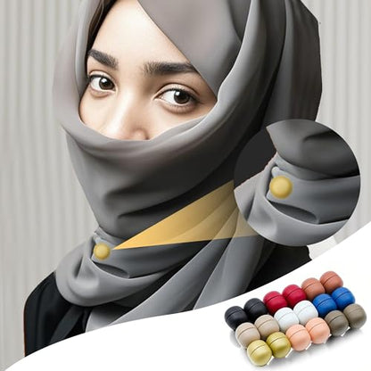 Hijab Magnets Strong Pinless Hijab Pins for Women, No-Damage to Fabric Headscarf Clips, Multi-Use Magnetic Pins for Cloth, Scarf, Dress (18 Pairs) - color: 18 Pairs