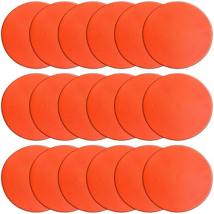 Poly Spot Markers 4 inch/9 inch Non-Slip Rubber Agility Training Markers Floor Dots Flat Field Cones for Football, Soccer, Basketball, School Exercise Drills, Dance Practice - style: 9 inch 18 Pcs Orange Red (TPE)
