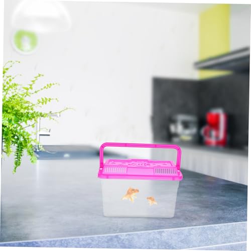 VICASKY 4Pcs Portable Mini Transparent Fish Tank with Handle Versatile Reptile Carrier Hamster Travel Box for Safe Pet Transportation and Attractive Home Decor