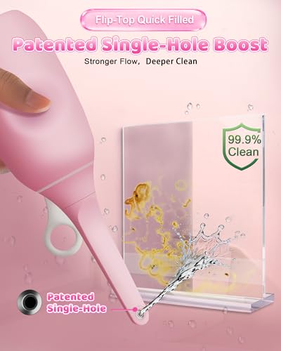 Flip-Top Peri Bottle-400ml Leakproof Portable Bidet with Single-Hole Boost Technology, Easy-Fill Design & Hook Storage, Medical-Grade BPA-Free for Postpartum Recovery, Feminine Hygiene & Travel(Pink)