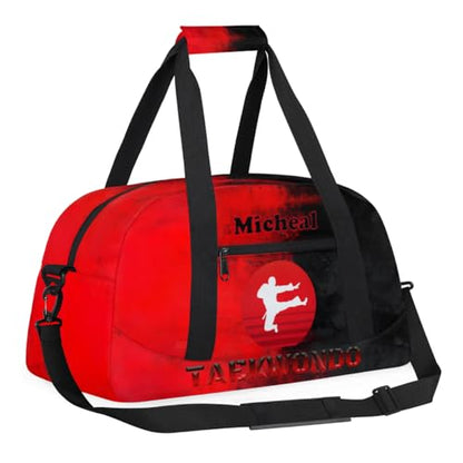Personalized Martial Art Bag Duffel Bag for Girls, Custom Taekwondo Karate Bag Overnight Bags for Travel Weekender Practice Red Taekwondo - color: Option 10