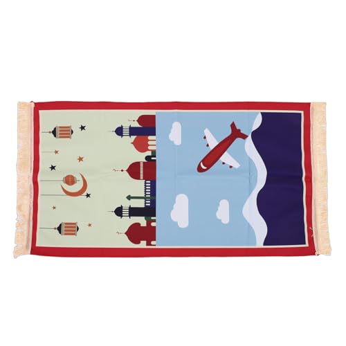 Rengue Kids Prayer Mat Childrens Prayer Rug Islamic Rug for Kids Cotton Traditional Design with Tassels for Home Solitude and Focus