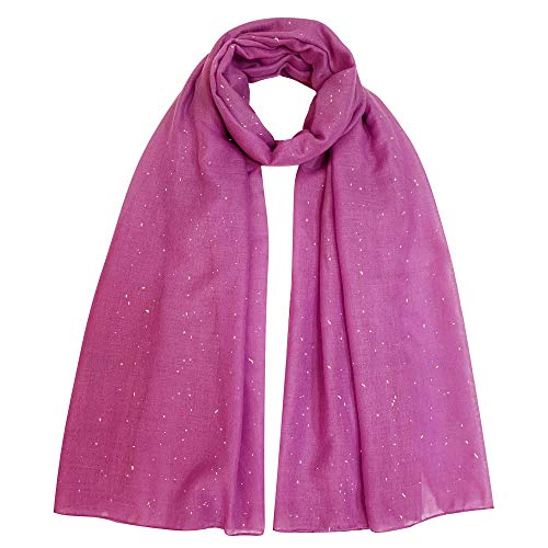 Lina & Lily Solid Shimmer Sparkle Glitters Sheer Maxi Shawl Scarf Hijab Lightweight - color: #27 Rose Pink