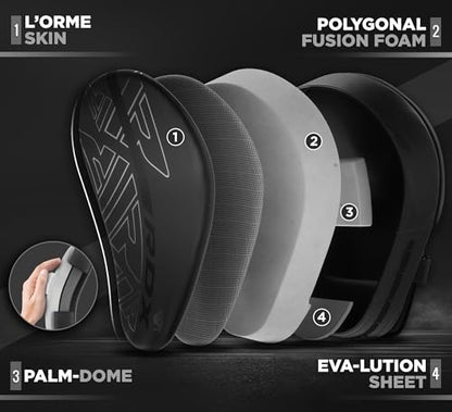 RDX Boxing Pads and Bag Gloves Set, Maya Hide Leather Kara Hook and Jab Training Pads, Curved Focus Mitts for MMA, Muay Thai, Kickboxing Coaching, Martial Arts, Punching Hand Target Strike Shield - color: RED