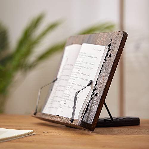 Book Stand with Page Clips, Foldable Reading Rest Holder, Portable Desk Bookrest, Cookbook/Tablet PC/Music Document Stand, Adjustable Wood Reading Frame (Chinese Knot, 13.2 x 9.5 inches) - color: Chinese Knot, size: 13.2 x 9.5 inches