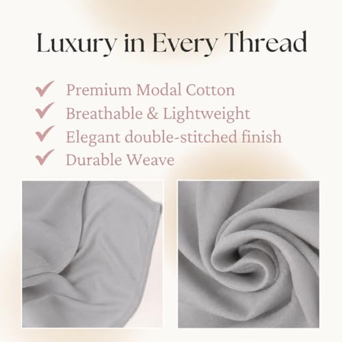 Premium Breathable Modal Cotton Hijab for Women, Lightweight, Non-Slip, Soft & Elegant Scarf for Everyday Wear - color: Ash Gray